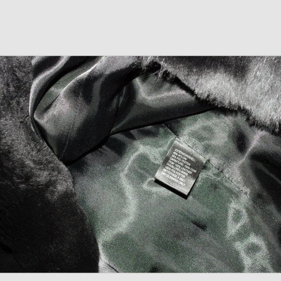 Natural North Montreal Black Rabbit Fur Lined Leather Trim trench coat Size:M - Picture 4 of 5